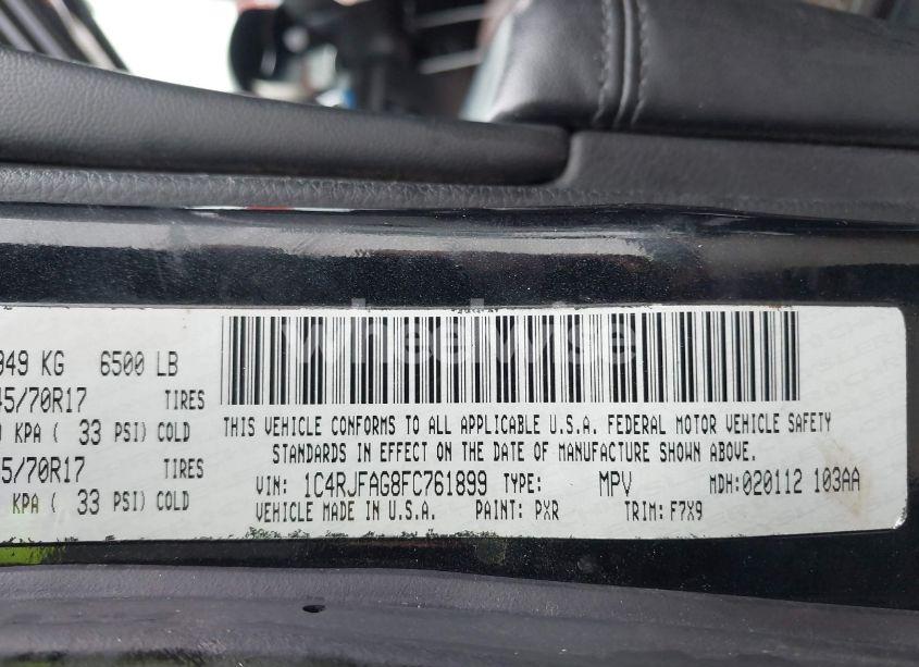 Photo 9 of 2015 Jeep Grand CHEROKEE LAREDO (VIN 1C4RJFAG8FC761899)