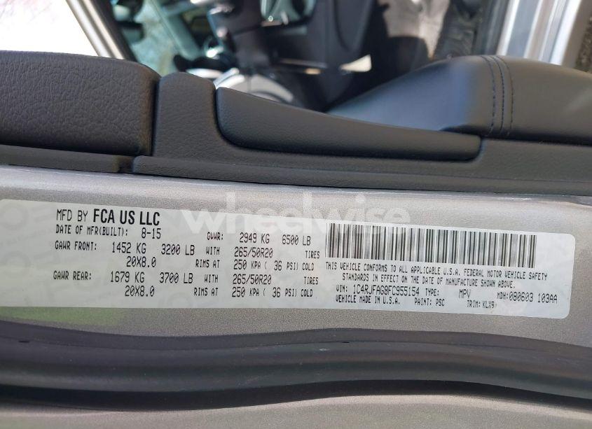 Photo 9 of 2015 Jeep Grand CHEROKEE ALTITUDE (VIN 1C4RJFAG8FC955154)