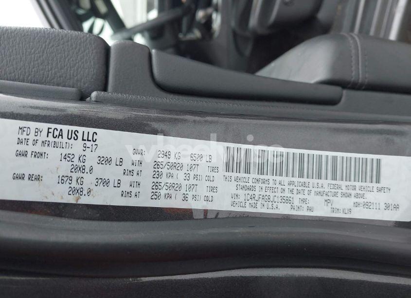 Photo 9 of 2018 Jeep Grand CHEROKEE ALTITUDE 4X4 (VIN 1C4RJFAG8JC135861)