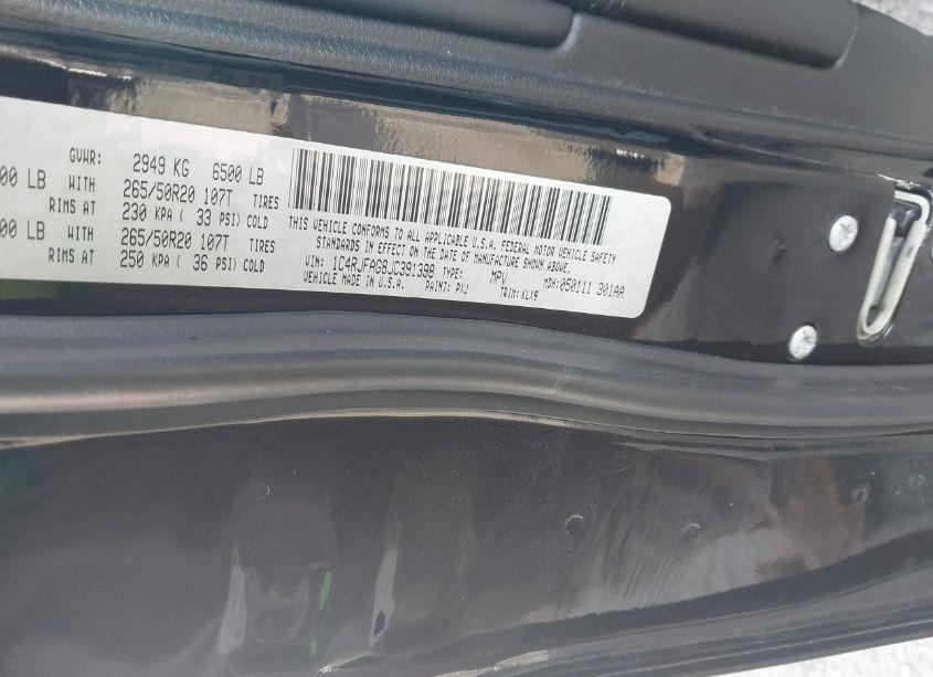 Photo 9 of 2018 Jeep Grand CHEROKEE ALTITUDE 4X4 (VIN 1C4RJFAG8JC391398)