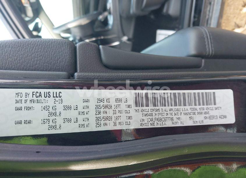 Photo 9 of 2019 Jeep Grand CHEROKEE ALTITUDE 4X4 (VIN 1C4RJFAG8KC677706)