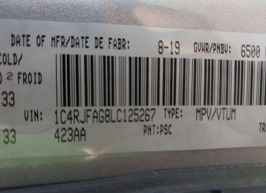 Photo 9 of 2020 Jeep Grand CHEROKEE LAREDO (VIN 1C4RJFAG8LC125267)