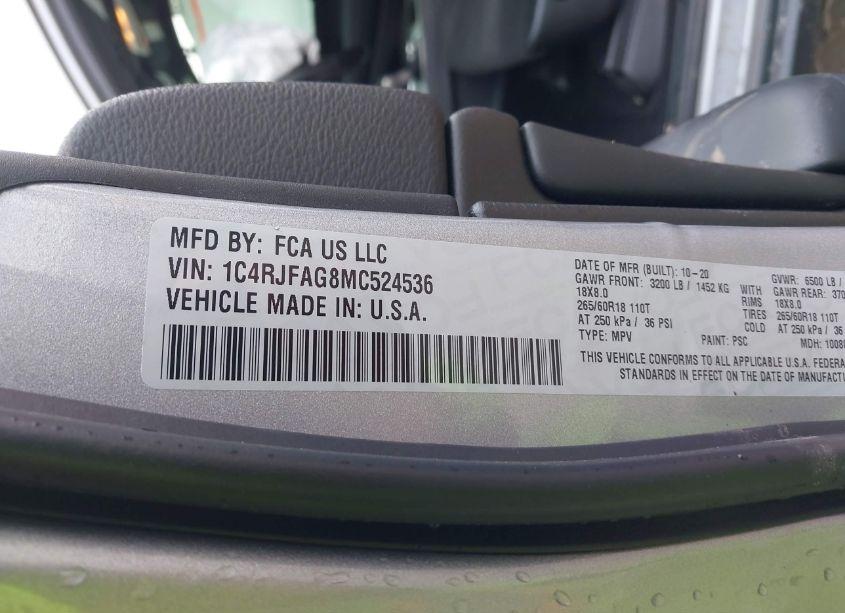 Photo 9 of 2021 Jeep Grand CHEROKEE LAREDO E 4X4 (VIN 1C4RJFAG8MC524536)