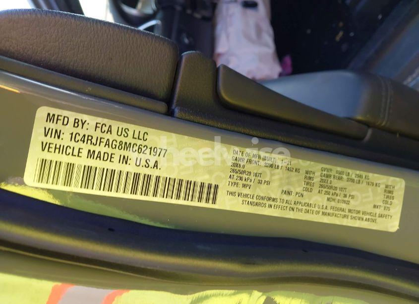 Photo 9 of 2021 Jeep Grand CHEROKEE LAREDO X 4X4 (VIN 1C4RJFAG8MC621977)