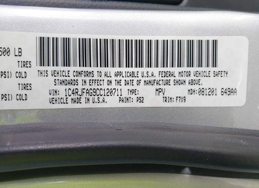 Photo 9 of 2012 Jeep Grand CHEROKEE LAREDO (VIN 1C4RJFAG9CC120711)