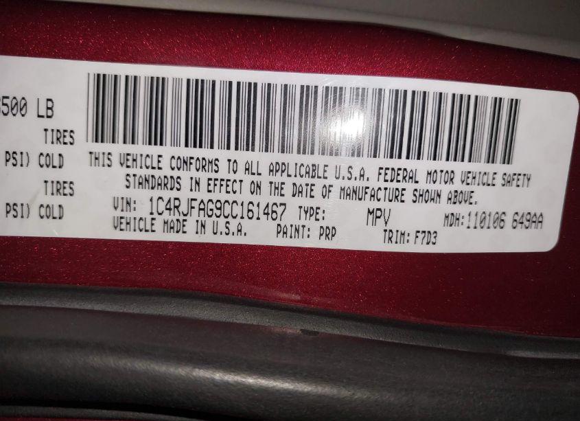 Photo 9 of 2012 Jeep Grand CHEROKEE LAREDO (VIN 1C4RJFAG9CC161467)