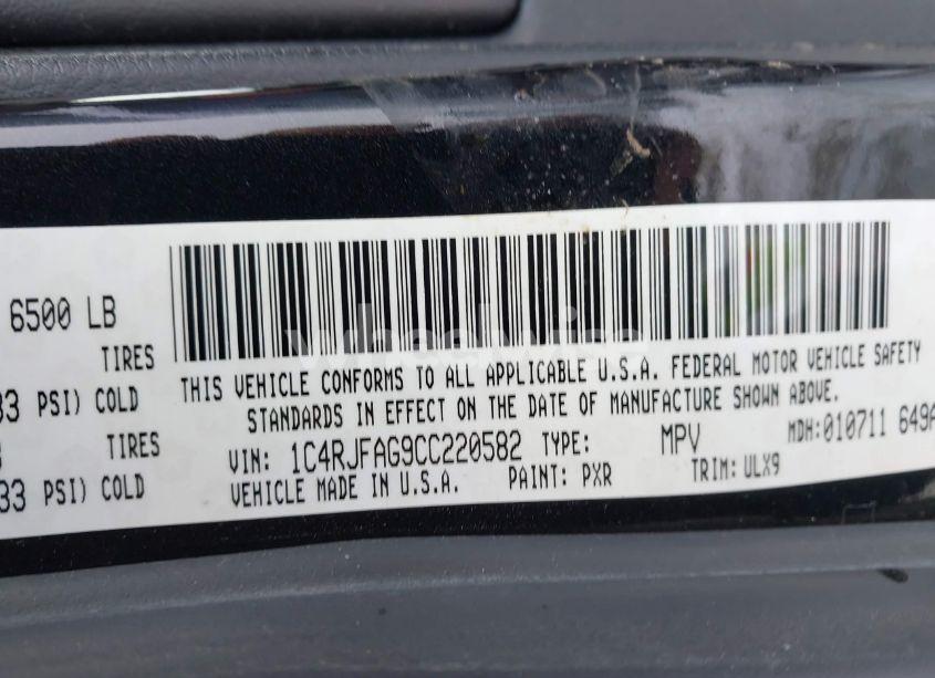 Photo 9 of 2012 Jeep Grand CHEROKEE LAREDO (VIN 1C4RJFAG9CC220582)
