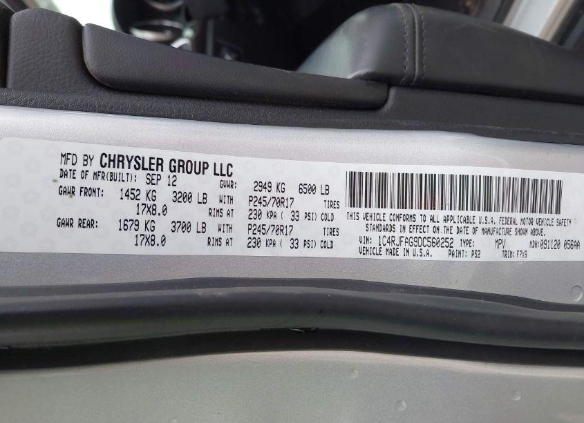 Photo 9 of 2013 Jeep Grand CHEROKEE LAREDO (VIN 1C4RJFAG9DC560252)