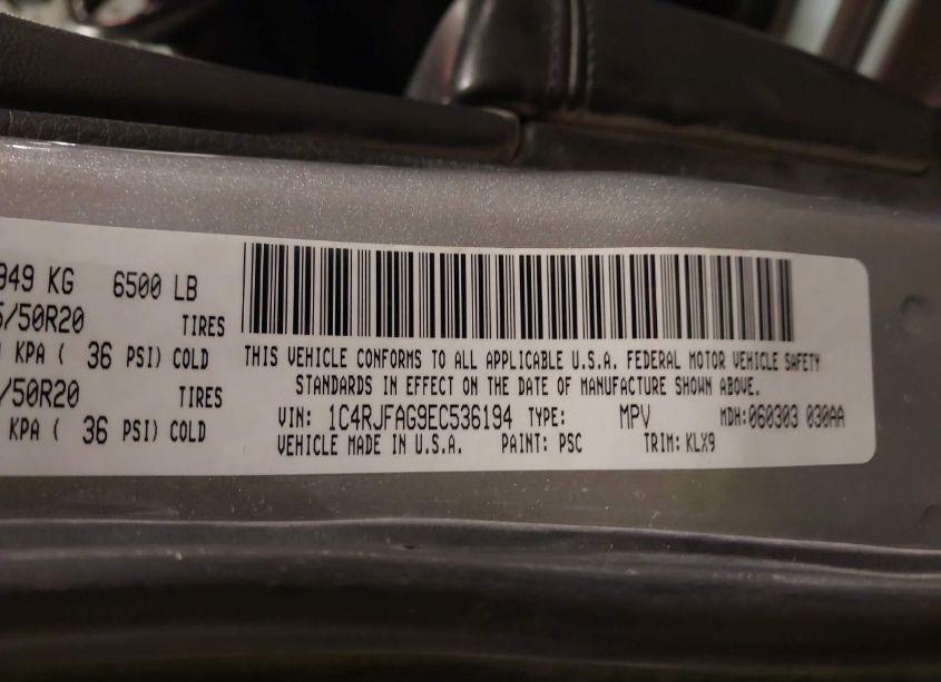 Photo 9 of 2014 Jeep Grand CHEROKEE ALTITUDE (VIN 1C4RJFAG9EC536194)