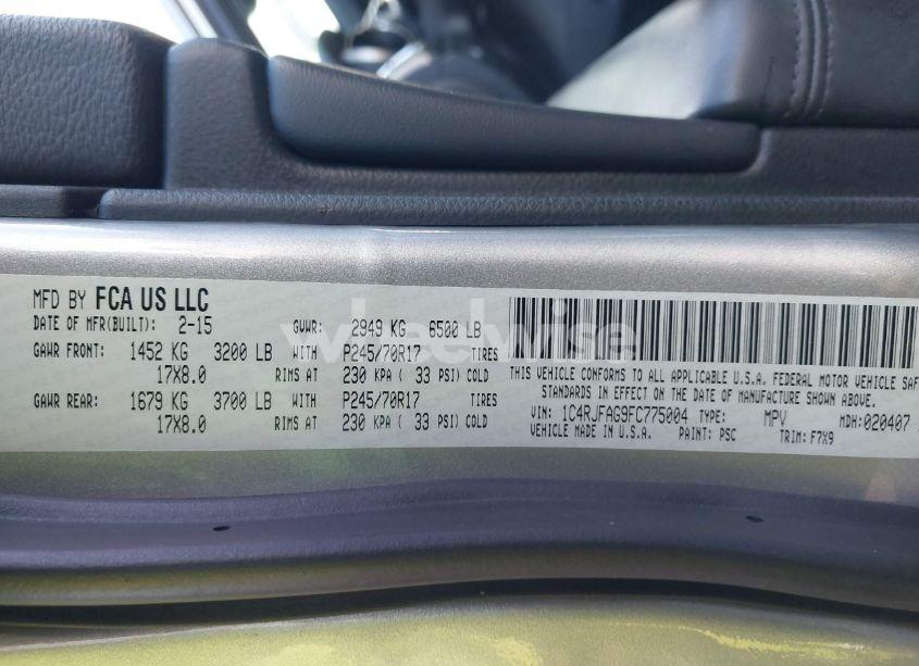 Photo 9 of 2015 Jeep Grand CHEROKEE LAREDO (VIN 1C4RJFAG9FC775004)