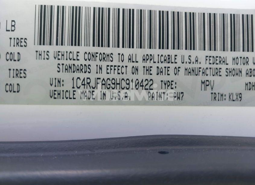 Photo 9 of 2017 Jeep Grand CHEROKEE ALTITUDE 4X4 (VIN 1C4RJFAG9HC910422)