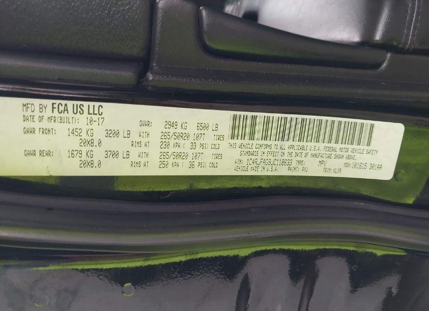 Photo 9 of 2018 Jeep Grand CHEROKEE ALTITUDE 4X4 (VIN 1C4RJFAG9JC118633)