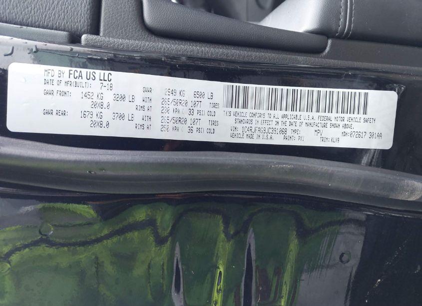 Photo 9 of 2018 Jeep Grand CHEROKEE ALTITUDE 4X4 (VIN 1C4RJFAG9JC391068)