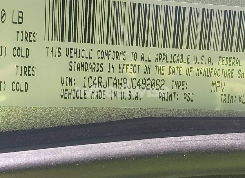 Photo 9 of 2018 Jeep Grand CHEROKEE ALTITUDE 4X4 (VIN 1C4RJFAG9JC492062)