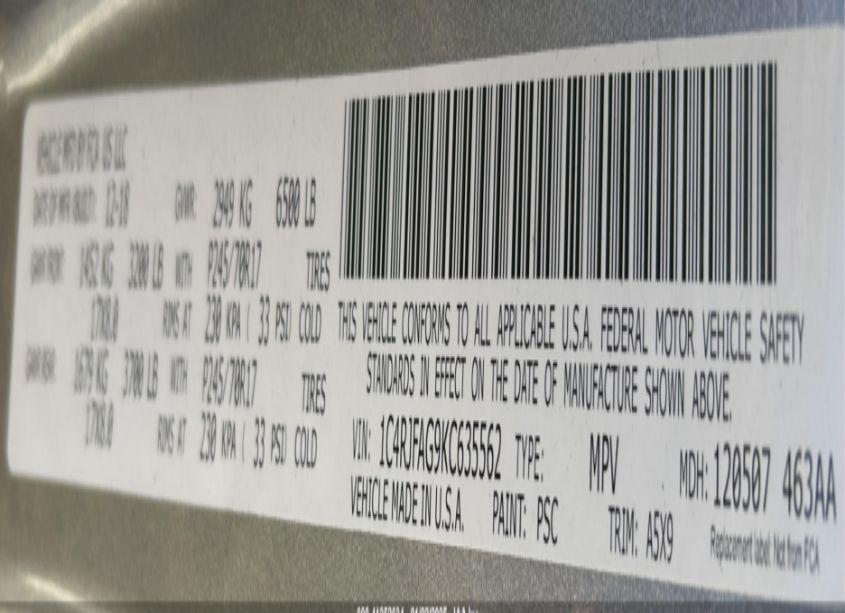 Photo 9 of 2019 Jeep Grand CHEROKEE (VIN 1C4RJFAG9KC635562)