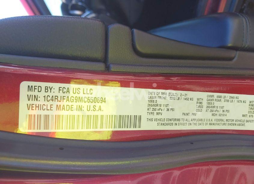 Photo 9 of 2021 Jeep Grand CHEROKEE LAREDO X 4X4 (VIN 1C4RJFAG9MC650694)