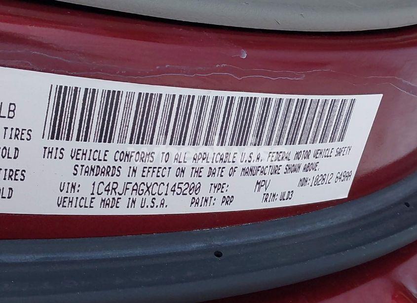 Photo 9 of 2012 Jeep Grand CHEROKEE LAREDO (VIN 1C4RJFAGXCC145200)