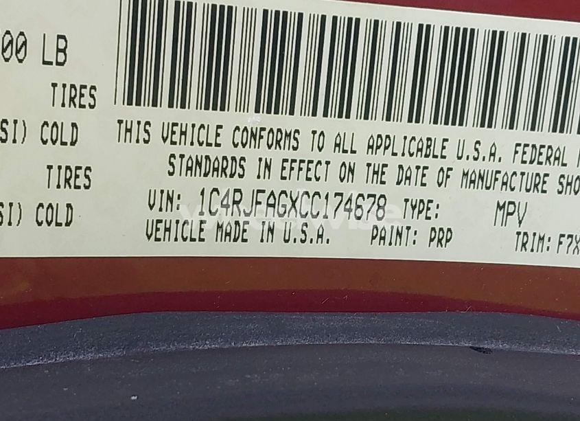 Photo 9 of 2012 Jeep Grand CHEROKEE LAREDO (VIN 1C4RJFAGXCC174678)