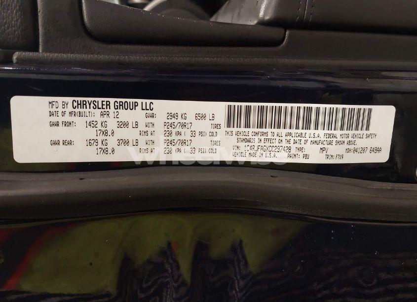 Photo 9 of 2012 Jeep Grand CHEROKEE LAREDO (VIN 1C4RJFAGXCC297428)