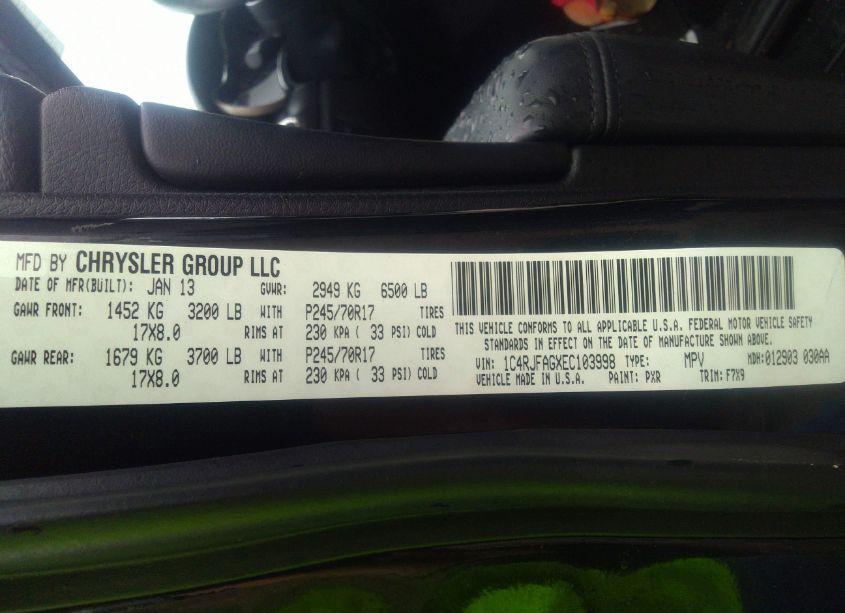 Photo 9 of 2014 Jeep Grand CHEROKEE LAREDO (VIN 1C4RJFAGXEC103998)