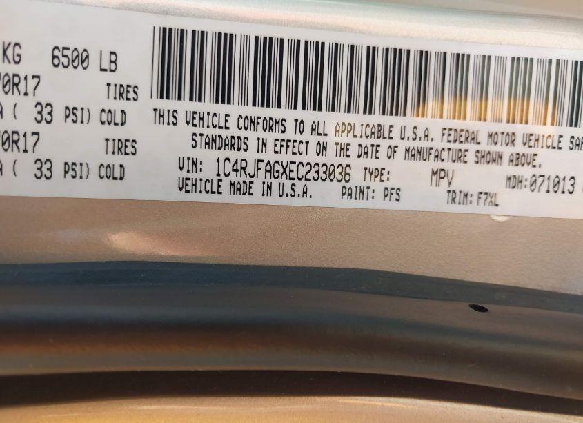 Photo 9 of 2014 Jeep Grand CHEROKEE LAREDO (VIN 1C4RJFAGXEC233036)