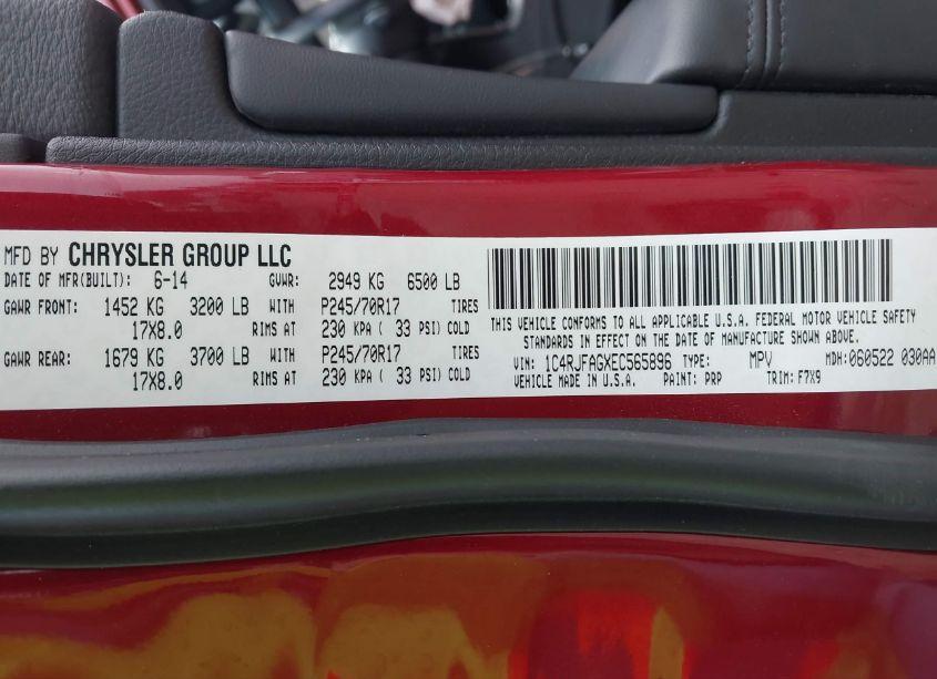 Photo 9 of 2014 Jeep Grand CHEROKEE LAREDO (VIN 1C4RJFAGXEC565896)