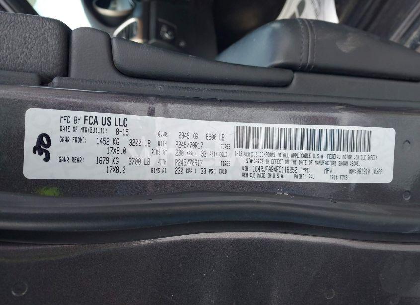 Photo 9 of 2015 Jeep Grand CHEROKEE LAREDO (VIN 1C4RJFAGXFC116252)