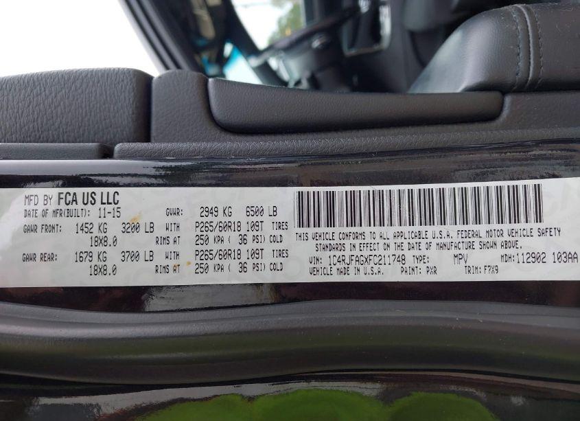 Photo 9 of 2015 Jeep Grand CHEROKEE LAREDO (VIN 1C4RJFAGXFC211748)