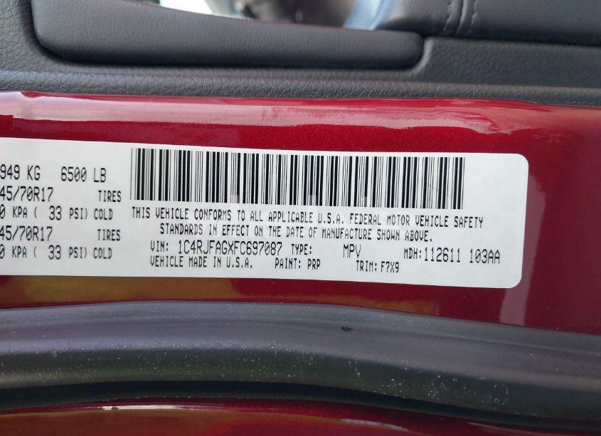 Photo 9 of 2015 Jeep Grand CHEROKEE LAREDO (VIN 1C4RJFAGXFC697087)