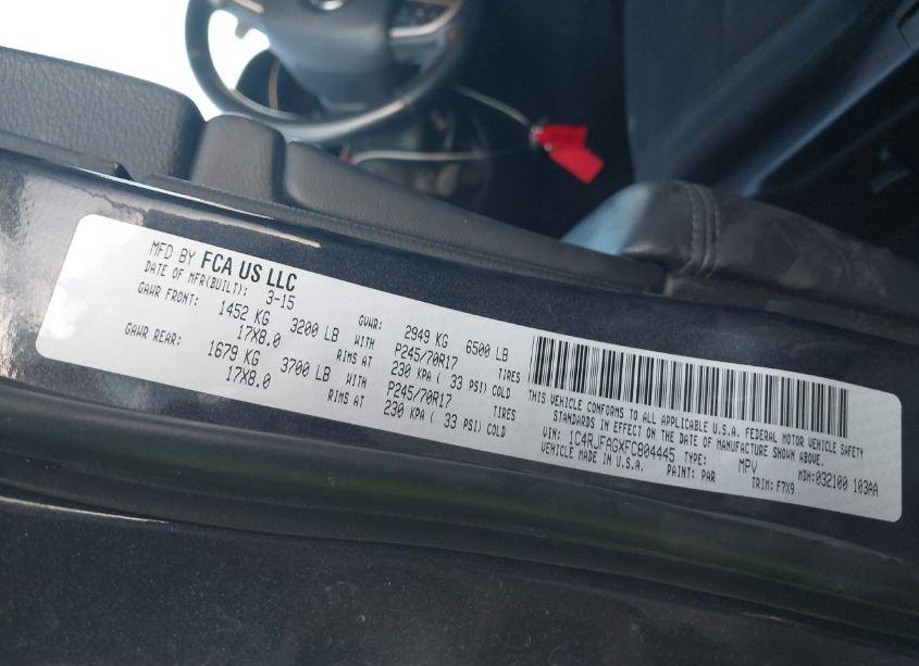Photo 9 of 2015 Jeep Grand CHEROKEE LAREDO (VIN 1C4RJFAGXFC804445)