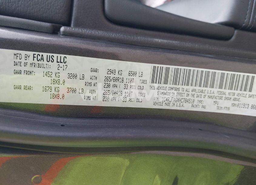 Photo 9 of 2017 Jeep Grand CHEROKEE LAREDO 4X4 (VIN 1C4RJFAGXHC784510)