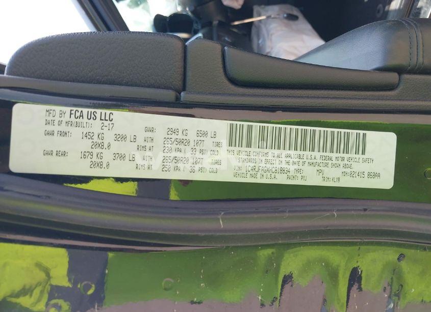 Photo 9 of 2017 Jeep Grand CHEROKEE ALTITUDE 4X4 (VIN 1C4RJFAGXHC818834)