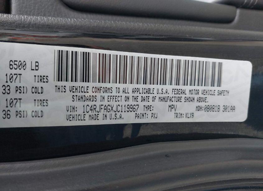 Photo 9 of 2018 Jeep Grand CHEROKEE ALTITUDE 4X4 (VIN 1C4RJFAGXJC119967)