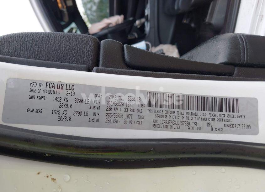 Photo 9 of 2018 Jeep Grand CHEROKEE ALTITUDE 4X4 (VIN 1C4RJFAGXJC357320)