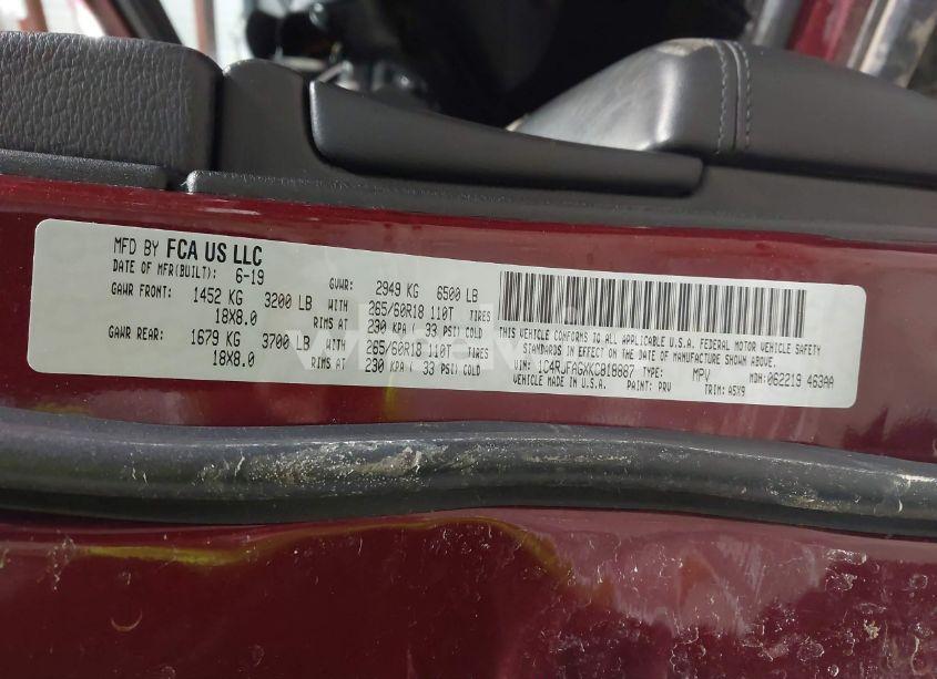 Photo 9 of 2019 Jeep Grand CHEROKEE LAREDO E 4X4 (VIN 1C4RJFAGXKC818887)