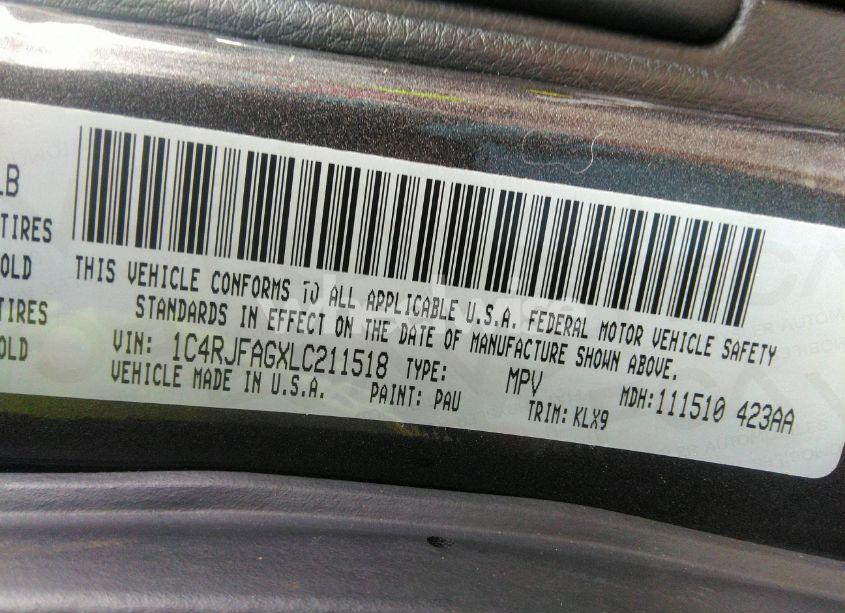 Photo 9 of 2020 Jeep Grand CHEROKEE ALTITUDE 4X4 (VIN 1C4RJFAGXLC211518)