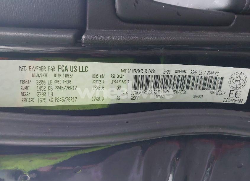 Photo 9 of 2020 Jeep Grand CHEROKEE LAREDO (VIN 1C4RJFAGXLC317533)