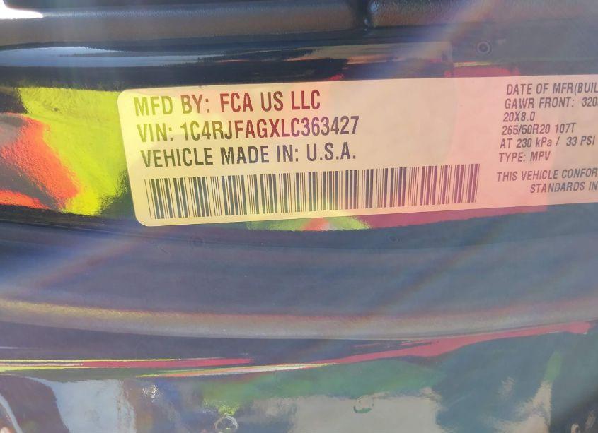 Photo 9 of 2020 Jeep Grand CHEROKEE ALTITUDE 4X4 (VIN 1C4RJFAGXLC363427)