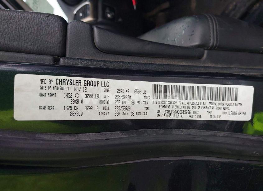 Photo 9 of 2013 Jeep Grand CHEROKEE LAREDO ALTITUDE (VIN 1C4RJFAT0DC619086)