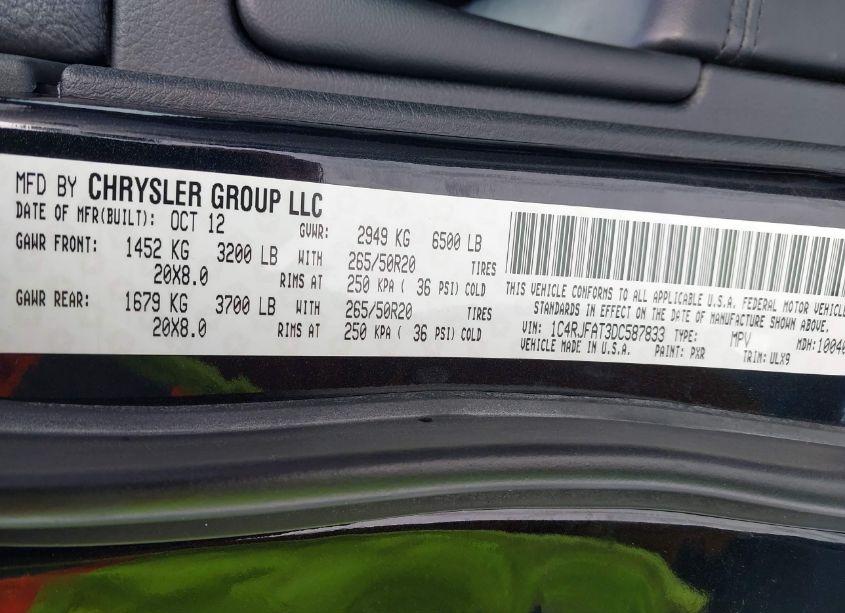 Photo 9 of 2013 Jeep Grand CHEROKEE LAREDO ALTITUDE (VIN 1C4RJFAT3DC587833)