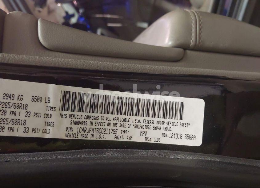 Photo 9 of 2012 Jeep Grand CHEROKEE LAREDO (VIN 1C4RJFAT6CC211755)