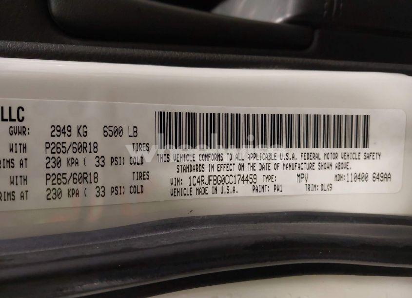 Photo 9 of 2012 Jeep Grand CHEROKEE LIMITED (VIN 1C4RJFBG0CC174459)