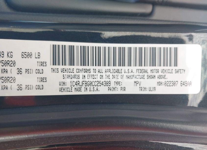 Photo 9 of 2012 Jeep Grand CHEROKEE LIMITED (VIN 1C4RJFBG0CC254389)