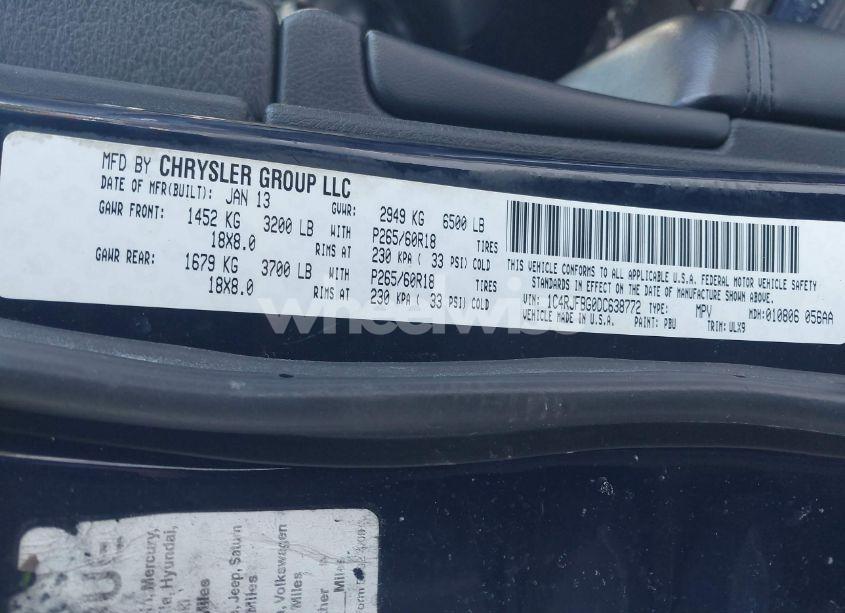 Photo 9 of 2013 Jeep Grand CHEROKEE LIMITED (VIN 1C4RJFBG0DC638772)