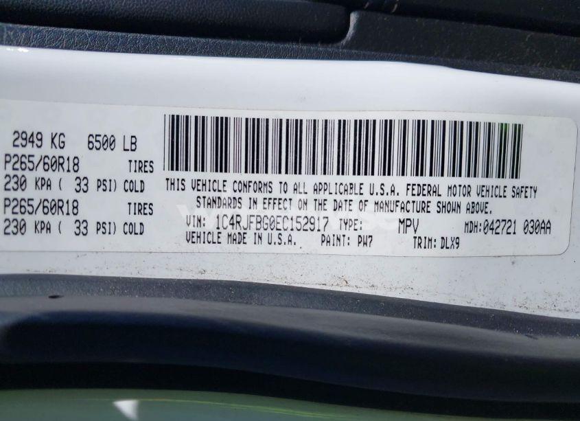 Photo 9 of 2014 Jeep Grand CHEROKEE LIMITED (VIN 1C4RJFBG0EC152917)