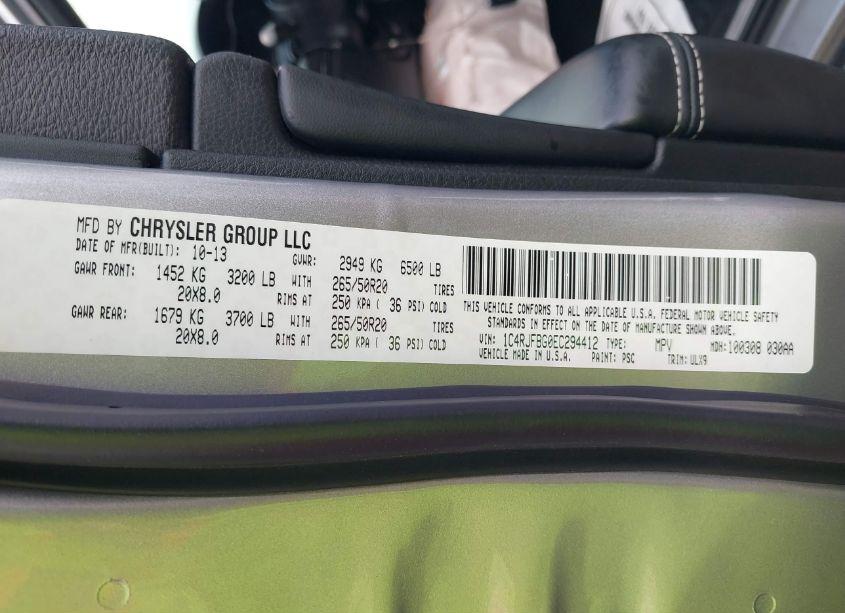 Photo 9 of 2014 Jeep Grand CHEROKEE LIMITED (VIN 1C4RJFBG0EC294412)