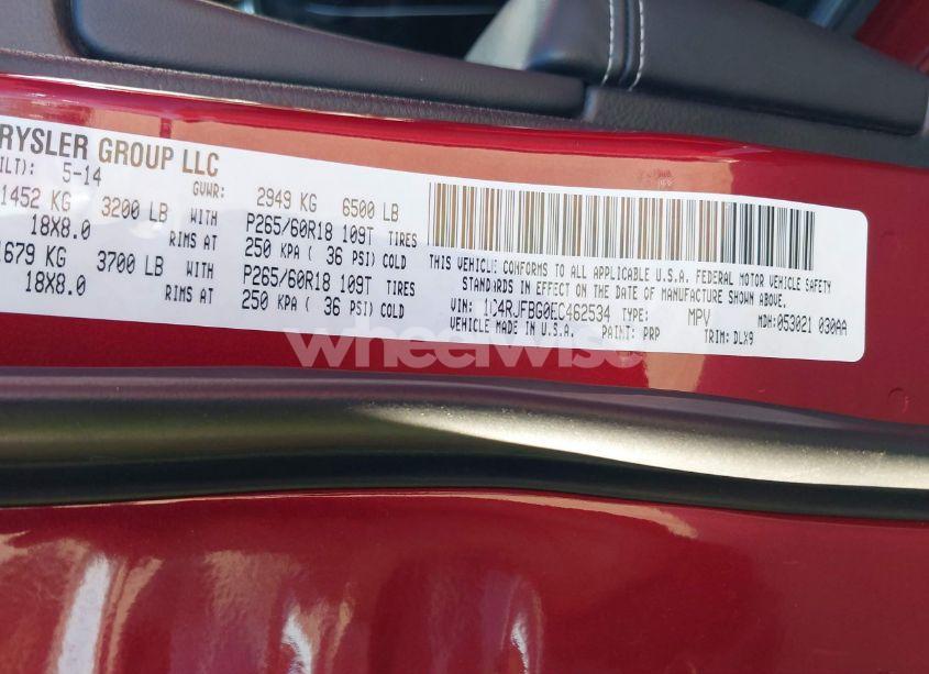 Photo 9 of 2014 Jeep Grand CHEROKEE LIMITED (VIN 1C4RJFBG0EC462534)