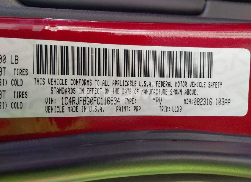 Photo 9 of 2015 Jeep Grand CHEROKEE LIMITED (VIN 1C4RJFBG0FC116534)