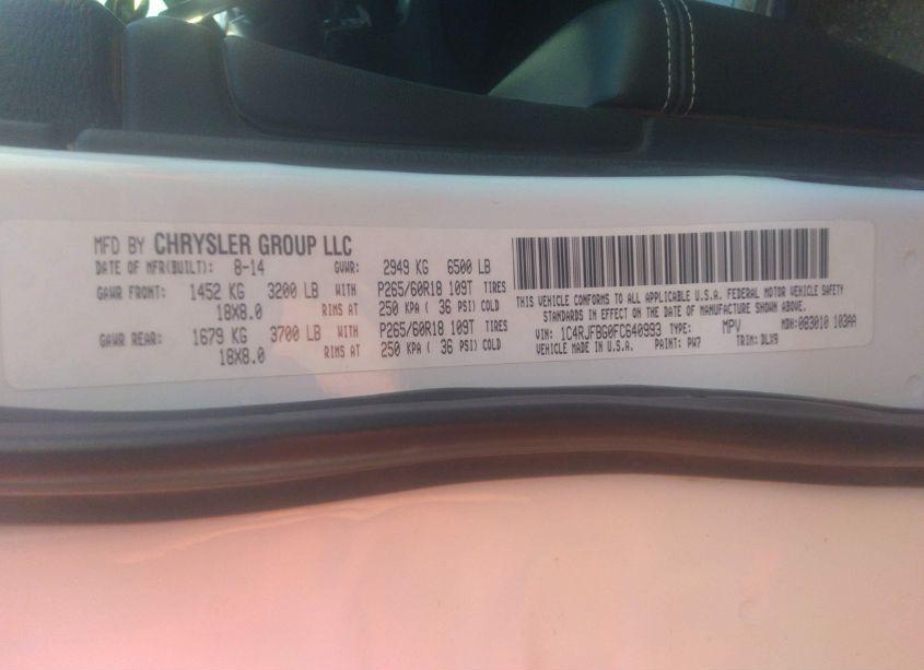 Photo 9 of 2015 Jeep Grand CHEROKEE LIMITED (VIN 1C4RJFBG0FC640993)