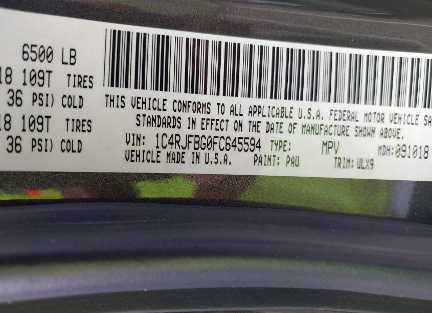 Photo 9 of 2015 Jeep Grand CHEROKEE LIMITED (VIN 1C4RJFBG0FC645594)